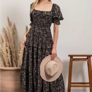Floral Black Maxi Dress